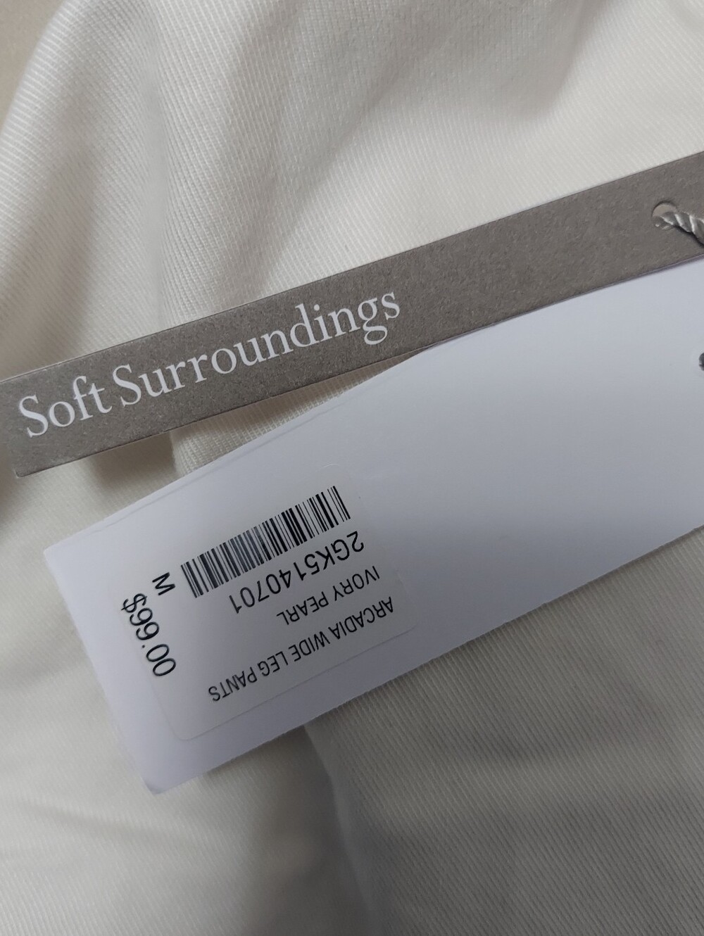 NWT Soft Surroundings Arcadia Wide Leg Pants Ivory Pearl Size Medium - Picture 6 of 11